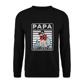 Papa: Der ursprüngliche Influencer - Unisex Pullover - Schwarz - Vorne - Alina (178cm) & Michal (187cm)
