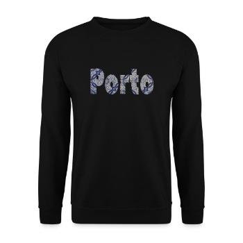 Porto Azulejo Portugal - Unisex Sweatshirt - black - Front - Alina (178cm) & Michal (187cm)