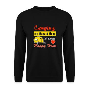 happy hour - Unisex Pullover - Schwarz - Vorne - Alina (178cm) & Michal (187cm)