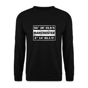 Manchester Coordinates City England Manchester - Unisex Sweatshirt - black - Front - Alina (178cm) & Michal (187cm)