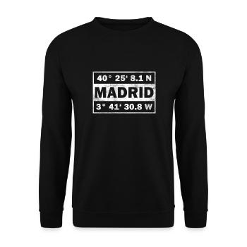 Madrid coordinates Spain Madrid - Unisex Sweatshirt - black - Front - Alina (178cm) & Michal (187cm)
