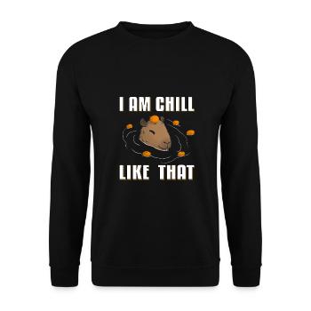 Capybara I am Chill Like that Orange meme - Unisex Sweatshirt - black - Front - Alina (178cm) & Michal (187cm)