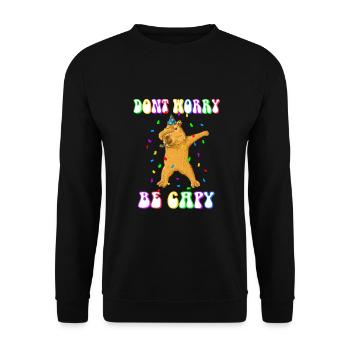 Capybara Birthday don't Worry be Capy - Unisex Sweatshirt - black - Front - Alina (178cm) & Michal (187cm)