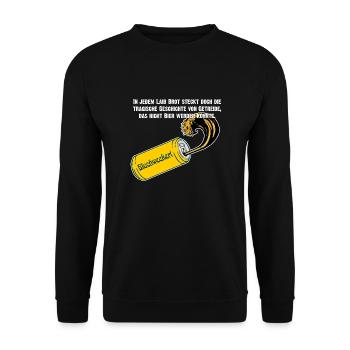 die Tragik von Brot, das Bier werden wollte - Unisex Pullover - Schwarz - Vorne - Alina (178cm) & Michal (187cm)