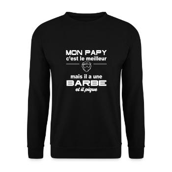 Mon papy c'est le meilleur il a une barbe il pique - Sweat-shirt Unisexe - noir - Devant - Alina (178cm) & Michal (187cm)