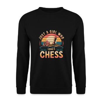Just a girl who loves chess - Unisex Pullover - Schwarz - Vorne - Alina (178cm) & Michal (187cm)