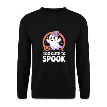 Too cute to spook süßes Halloween Design - Unisex Pullover - Schwarz - Vorne - Alina (178cm) & Michal (187cm)
