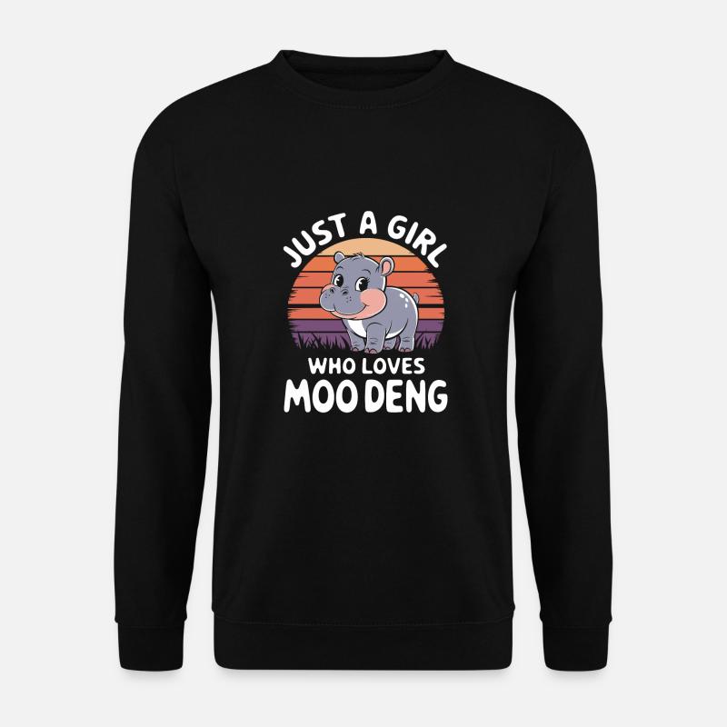 Just a Girl Who Loves Moo Deng - Cute Hippo Design - Unisex Pullover - Schwarz