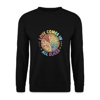 Pride Pizza LGBTQ - Unisex Pullover - Schwarz - Vorne - Alina (178cm) & Michal (187cm)