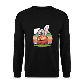 Basket-ball drôle avec des oreilles de lapin de Pâques - Sweat-shirt Unisexe - noir - Devant - Alina (178cm) & Michal (187cm)