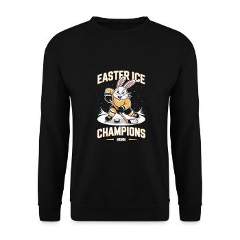 Drôle de lapin de hockey sur glace à Pâques - Sweat-shirt Unisexe - noir - Devant - Alina (178cm) & Michal (187cm)