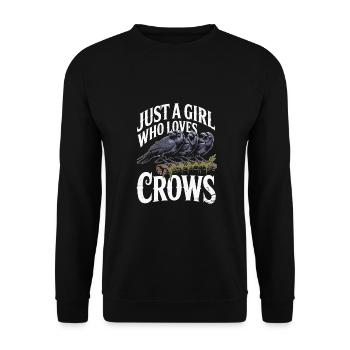 Just a girl who loves crows - Unisex Pullover - Schwarz - Vorne - Alina (178cm) & Michal (187cm)