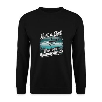 Just a girl who loves Hammerheads - Unisex Pullover - Schwarz - Vorne - Alina (178cm) & Michal (187cm)