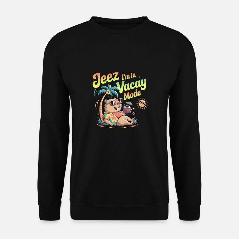 Jeez Vacay Mode Capybara - Unisex Pullover - Schwarz