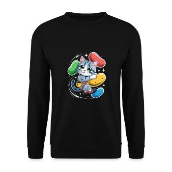 Chat Boulder - Sweat-shirt Unisexe - noir - Devant - Alina (178cm) & Michal (187cm)