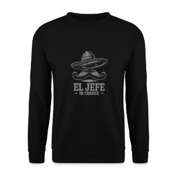 El Jefe in charge - Unisex Sweatshirt - black - Front - Alina (178cm) & Michal (187cm)