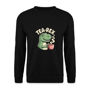 Lustiges Tee Design mit Tea rex - Unisex Pullover - Schwarz - Vorne - Alina (178cm) & Michal (187cm)