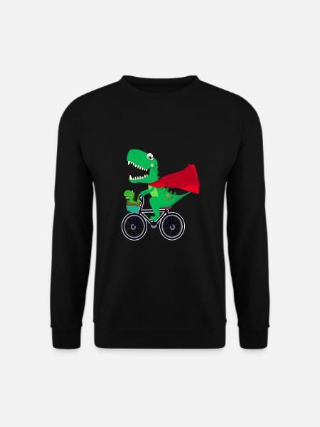 dinosaure super-héros drôle à vélo - Sweat-shirt Unisexe - noir