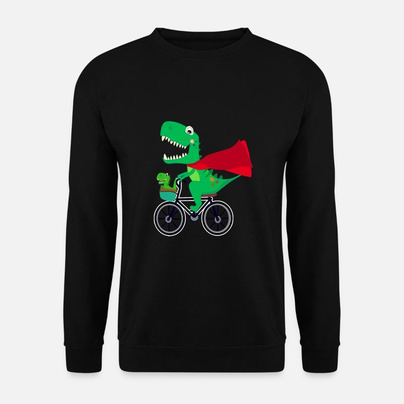 lustiger Superheld Dinosaurier auf dem Fahrrad - Unisex Pullover - Schwarz