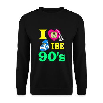 I love the 90's 90er Jahre Geschenk Geburtstag - Unisex Sweatshirt - black - Front - Alina (178cm) & Michal (187cm)