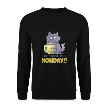 Kaffee-Katze - Unisex Pullover - Schwarz - Vorne - Alina (178cm) & Michal (187cm)