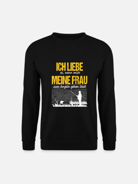 Ich Liebe Meine Frau Angler Geschenk Angeln Spruch - Unisex Pullover - Schwarz