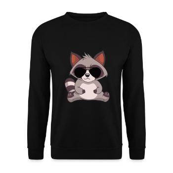 Le raton laveur cool avec des lunettes de soleil - Sweat-shirt Unisexe - noir - Devant - Alina (178cm) & Michal (187cm)