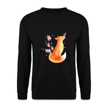 Renard japonais Cherry Blossom Flower Renard Kawaii - Sweat-shirt Unisexe - noir - Devant - Alina (178cm) & Michal (187cm)