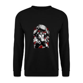 Gib dem Affen Bananen Videospiele Gaming Parodie - Unisex Pullover - Schwarz - Vorne - Alina (178cm) & Michal (187cm)