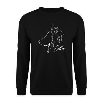 Langhaar Collie Profil Hunde Hund Wilsigns - Unisex Pullover - Schwarz - Vorne - Alina (178cm) & Michal (187cm)