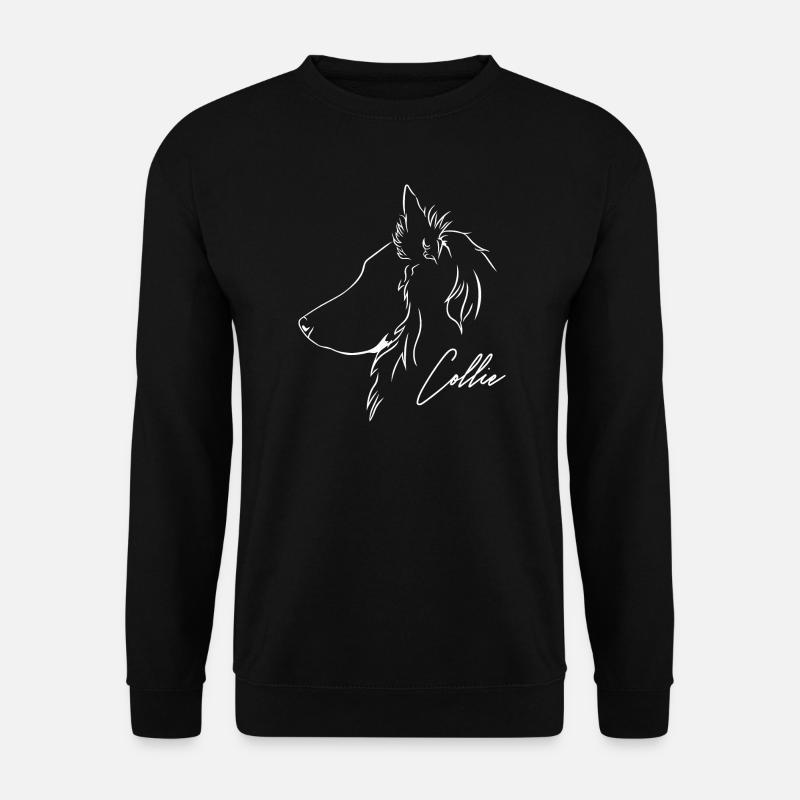 Langhaar Collie Profil Hunde Hund Wilsigns - Unisex Pullover - Schwarz