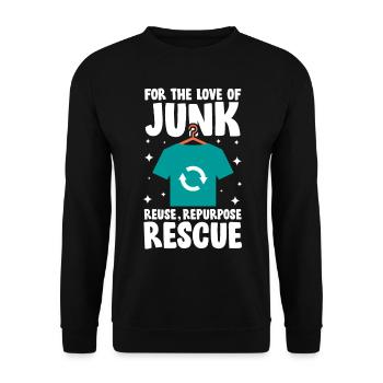 For The Love Of Junk Reuse Repurpose Rescue für - Unisex Pullover - Schwarz - Vorne - Alina (178cm) & Michal (187cm)
