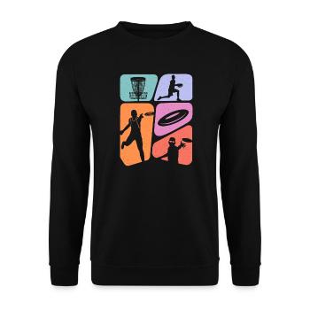 Discgolf Sport Discgolfer Disc Golfer Jungen - Unisex Pullover - Schwarz - Vorne - Alina (178cm) & Michal (187cm)