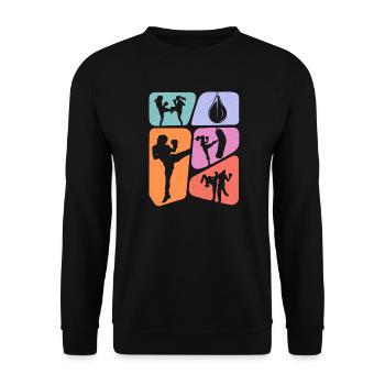 Muay Thai Kickboxer Arts Martiaux Kickboxing Filles - Sweat-shirt Unisexe - noir - Devant - Alina (178cm) & Michal (187cm)