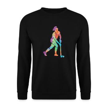 Feldhockey Hockeyspieler Damen Hockey Mädchen - Unisex Pullover - Schwarz - Vorne - Alina (178cm) & Michal (187cm)
