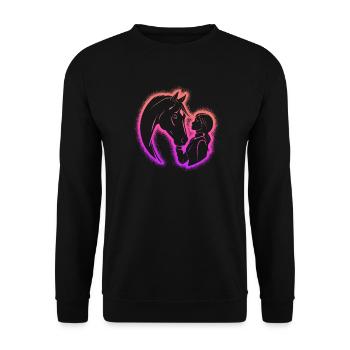 Pferd reiten Reiterin Reitsport Frauen Pferde - Unisex Pullover - Schwarz - Vorne - Alina (178cm) & Michal (187cm)