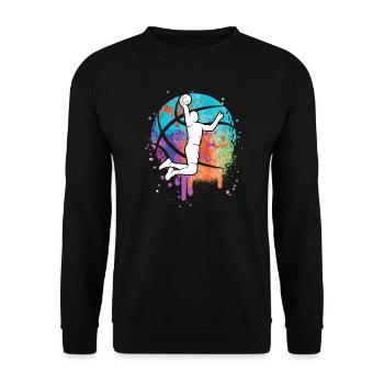Basketballer Kinder Mädchen Basketball Jungen - Unisex Pullover - Schwarz - Vorne - Alina (178cm) & Michal (187cm)