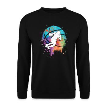 Basketballer Dribbling Kinder Basketball Jungen - Unisex Pullover - Schwarz - Vorne - Alina (178cm) & Michal (187cm)