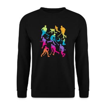 Hockey Hockeyspieler Jungen Mädchen Feldhockey - Unisex Pullover - Schwarz - Vorne - Alina (178cm) & Michal (187cm)