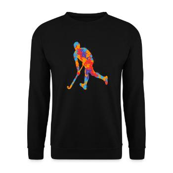 Feldhockey Bunter Hockeyspieler Hockey Jungen - Unisex Pullover - Schwarz - Vorne - Alina (178cm) & Michal (187cm)