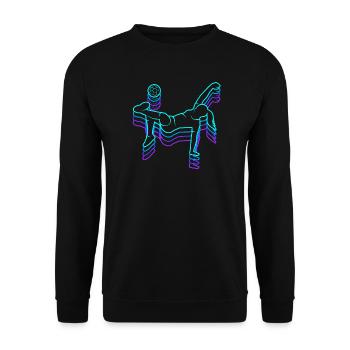 Fussball vintage Fußballerin Damen Kinder Fußball - Unisex Pullover - Schwarz - Vorne - Alina (178cm) & Michal (187cm)