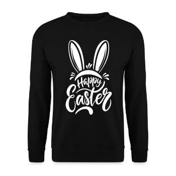 Happy Easter - Easter Bunny - Easter Egg - Gift - Unisex Sweatshirt - black - Front - Alina (178cm) & Michal (187cm)