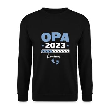 Großvater 2023 Werdender Opa Geschenk - Unisex Pullover - Schwarz - Vorne - Alina (178cm) & Michal (187cm)
