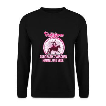 Voltigieren Pferd - Unisex Pullover - Schwarz - Vorne - Alina (178cm) & Michal (187cm)