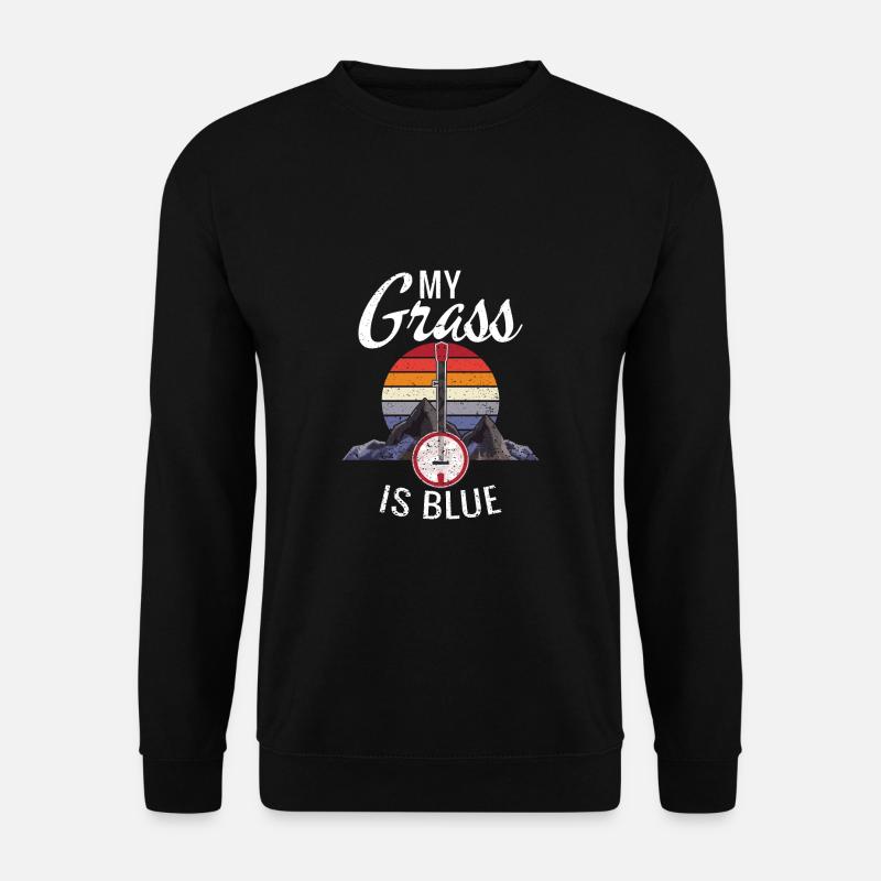 My Grass is Blue Retro Rocky Banjo Bluegrass - Unisex Pullover - Schwarz