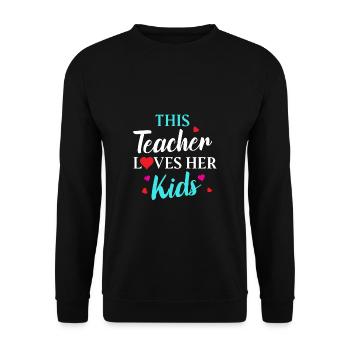 This Teacher Loves Her Kids teacher gifts - Unisex Pullover - Schwarz - Vorne - Alina (178cm) & Michal (187cm)