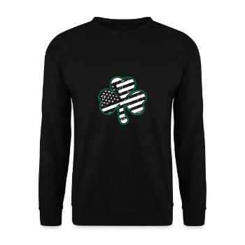 Irish American Flag Vintage Shamrock St. Patrick’ - Unisex Pullover - Schwarz - Vorne - Alina (178cm) & Michal (187cm)