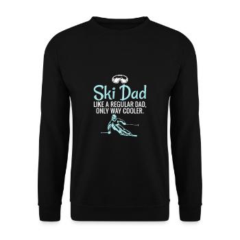 Ski Dad Funny Cute Winter Skiing Gift - Unisex Pullover - Schwarz - Vorne - Alina (178cm) & Michal (187cm)