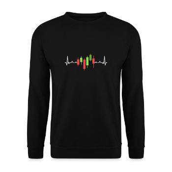 Aktieninvestor Heartbeat Handel investieren - Unisex Pullover - Schwarz - Vorne - Alina (178cm) & Michal (187cm)