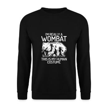 Ich bin wirklich ein wombat lustiges liebt wombat - Unisex Pullover - Schwarz - Vorne - Alina (178cm) & Michal (187cm)
